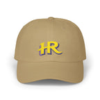 HR Script Logo Dad Cap | Embroidered Baseball Hat, White Adjustable