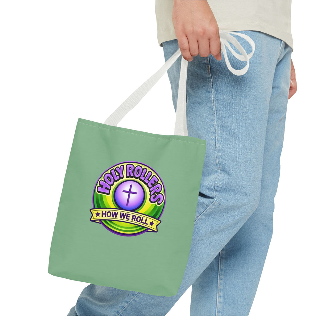 Holy Rollers Christian apparel thumbnail: Christian Tote Bag — "Rolling in His Promises" / Holy Rollers Design