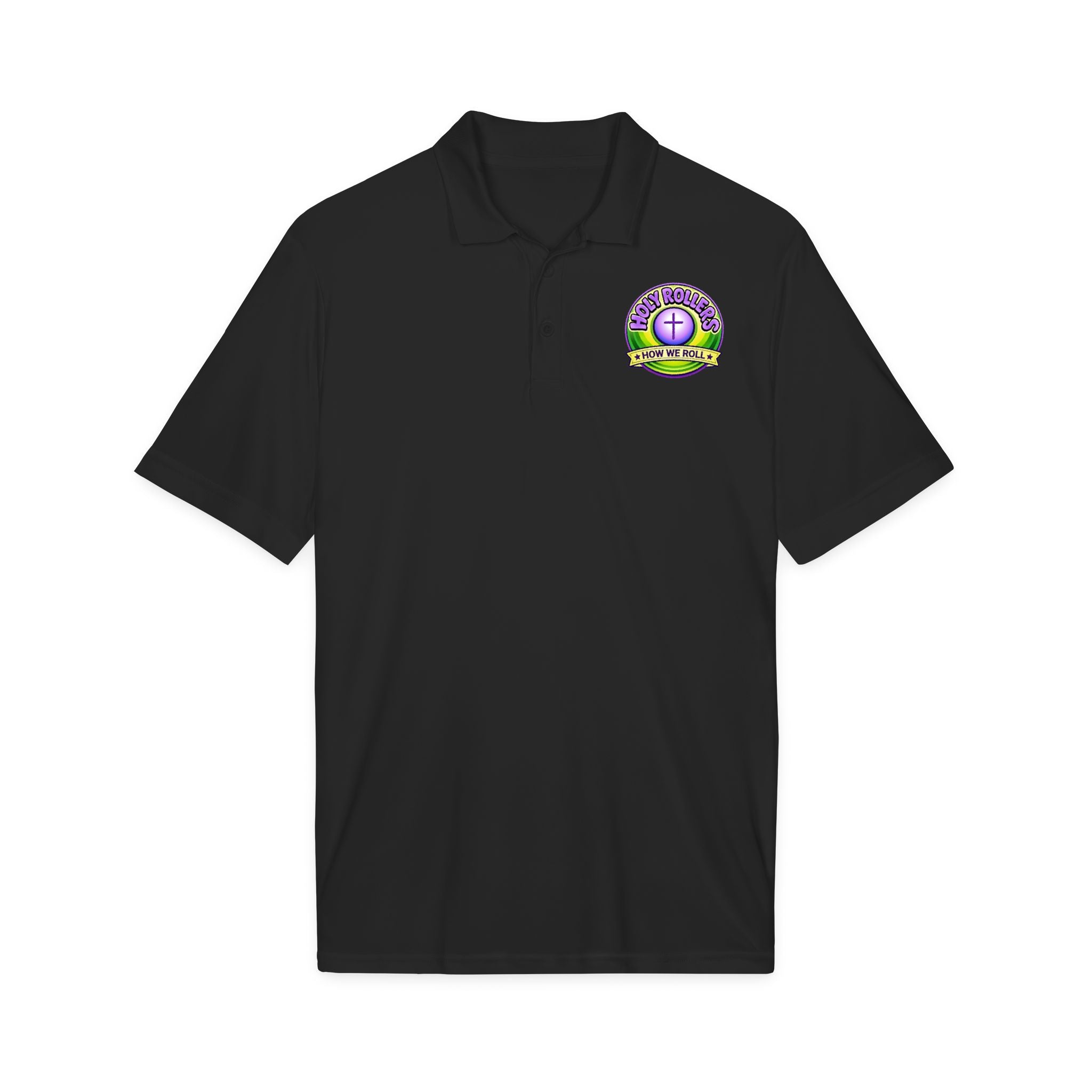 Holy Rollers Christian apparel: Holy Roller Cross logo Polo | Embroidered Church Club Shirt