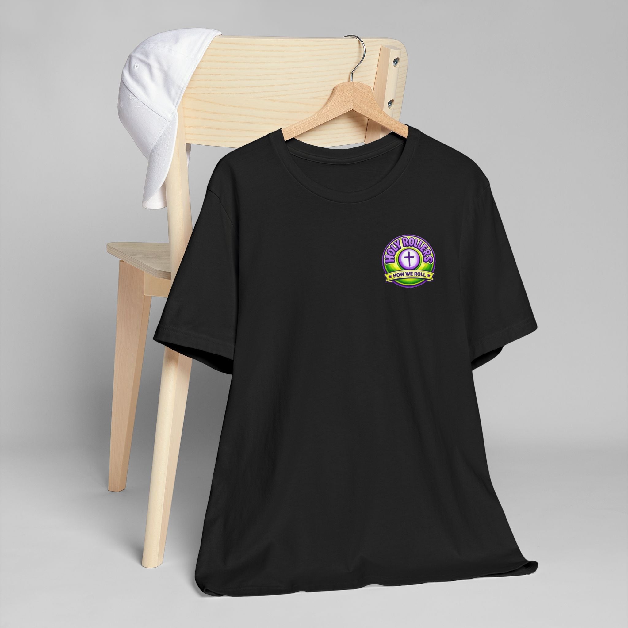Holy Rollers Christian apparel: Walk by Faith Holy Rollers T-Shirt | Uplifted Confident Joyful Faith Tee