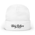 Embroidered 'Holy Rollers' Knit Beanie — Cozy Script Winter Hat