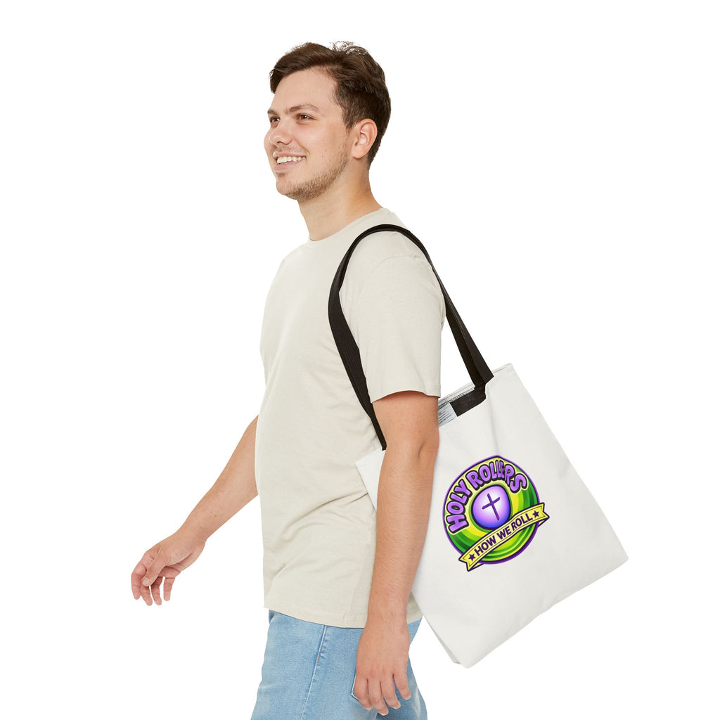 Holy Rollers Christian apparel thumbnail: Christian Tote Bag — "Walk by Faith" / "Holy Rollers" Inspirational Canvas Tote