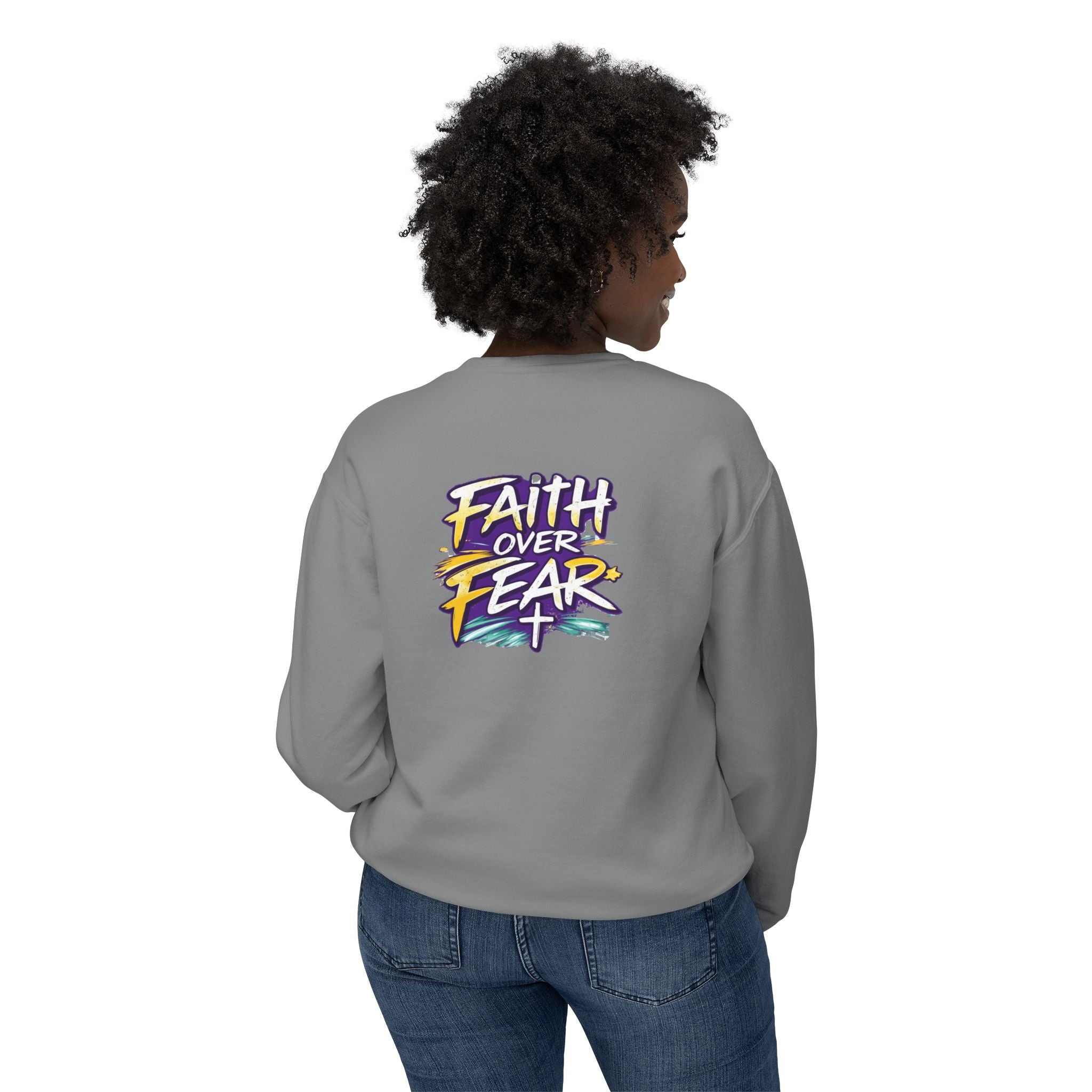 Holy Rollers Christian apparel: Holy Rollers Cross logo sweatshirt | Faith Over Fear graphic sweatshirt