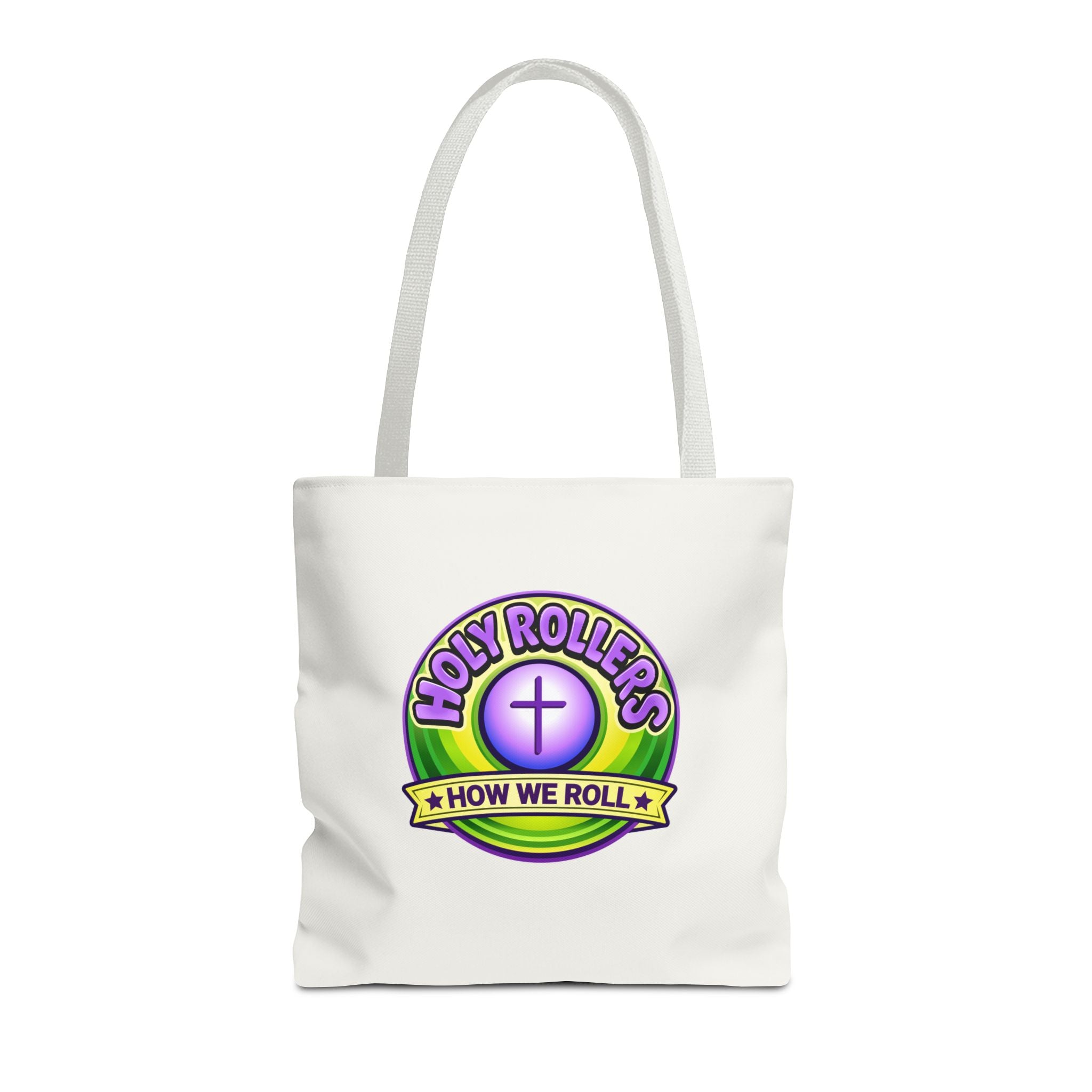 Holy Rollers Christian apparel: Christian Tote Bag — "Walk by Faith" / "Holy Rollers" Inspirational Canvas Tote