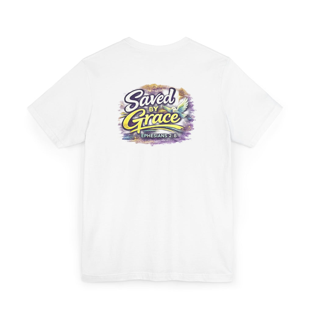 Holy Rollers Christian apparel thumbnail: Saved by Grace Holy Rollers T-Shirt | Uplifted Confident Joyful Faith Tee