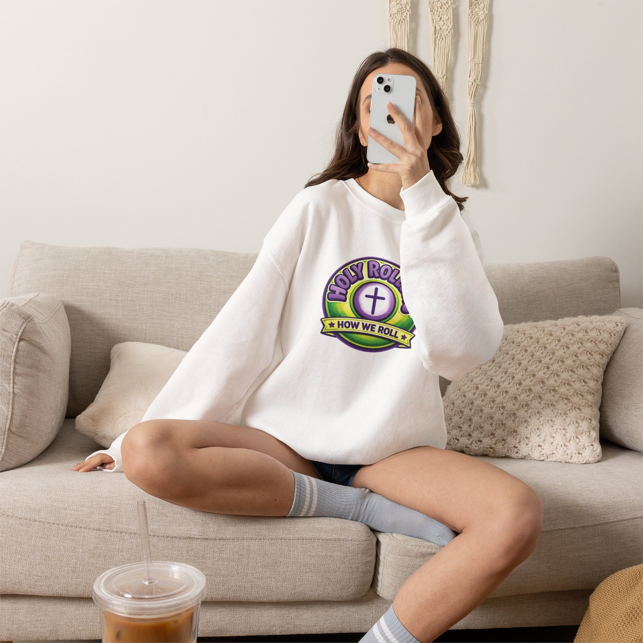Holy Rollers Christian apparel: Holy Rollers How We Roll sweatshirt | Christian faith crewneck