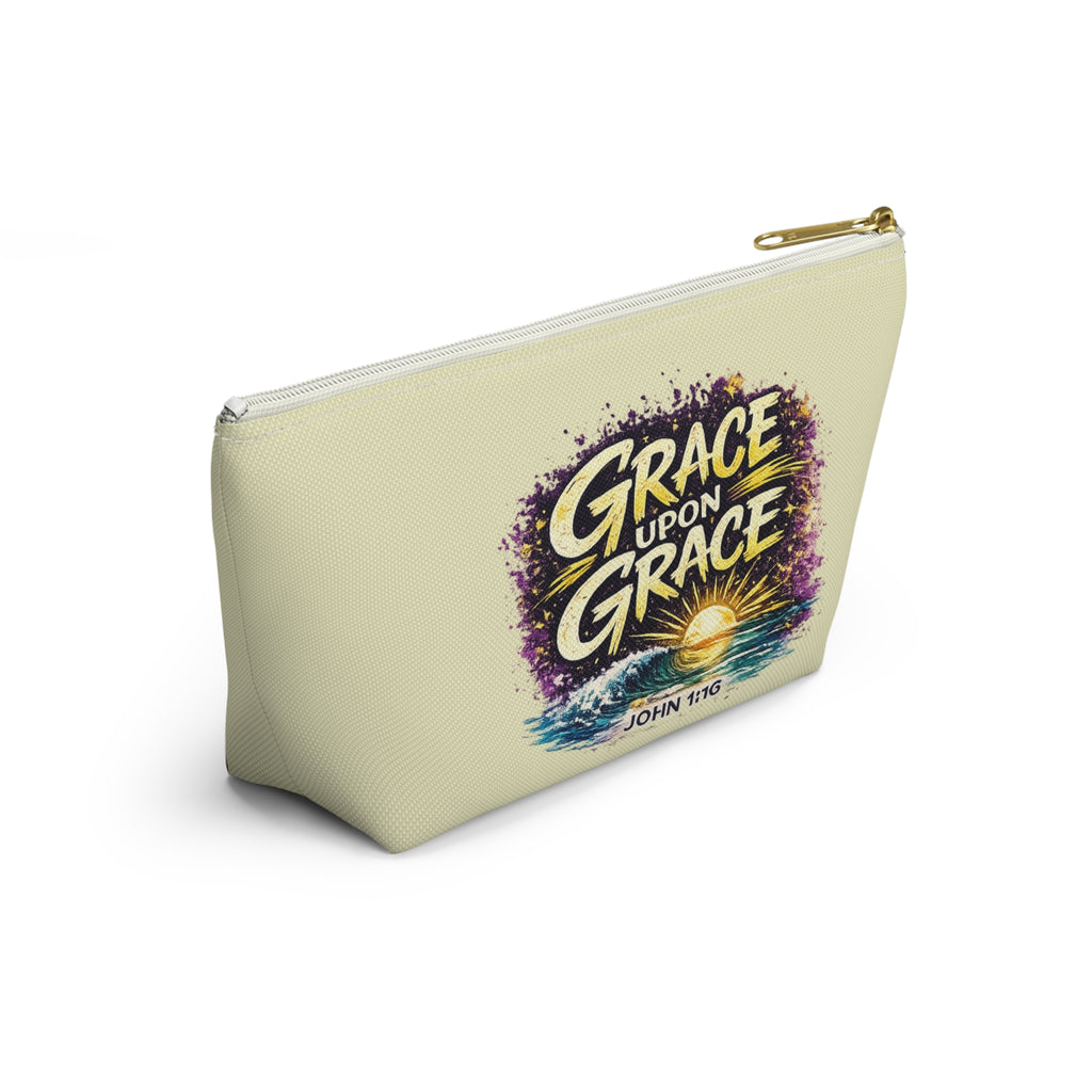 Holy Rollers Christian apparel thumbnail: Grace Upon Grace Accessory Pouch — 'Holy Rollers' Christian Makeup & Travel Bag