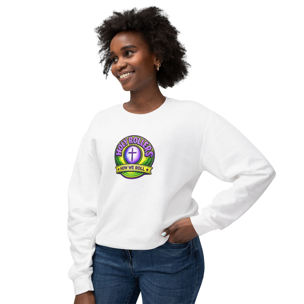 Holy Rollers Christian apparel thumbnail: Holy Rollers Cross logo sweatshirt | Faith Over Fear graphic sweatshirt