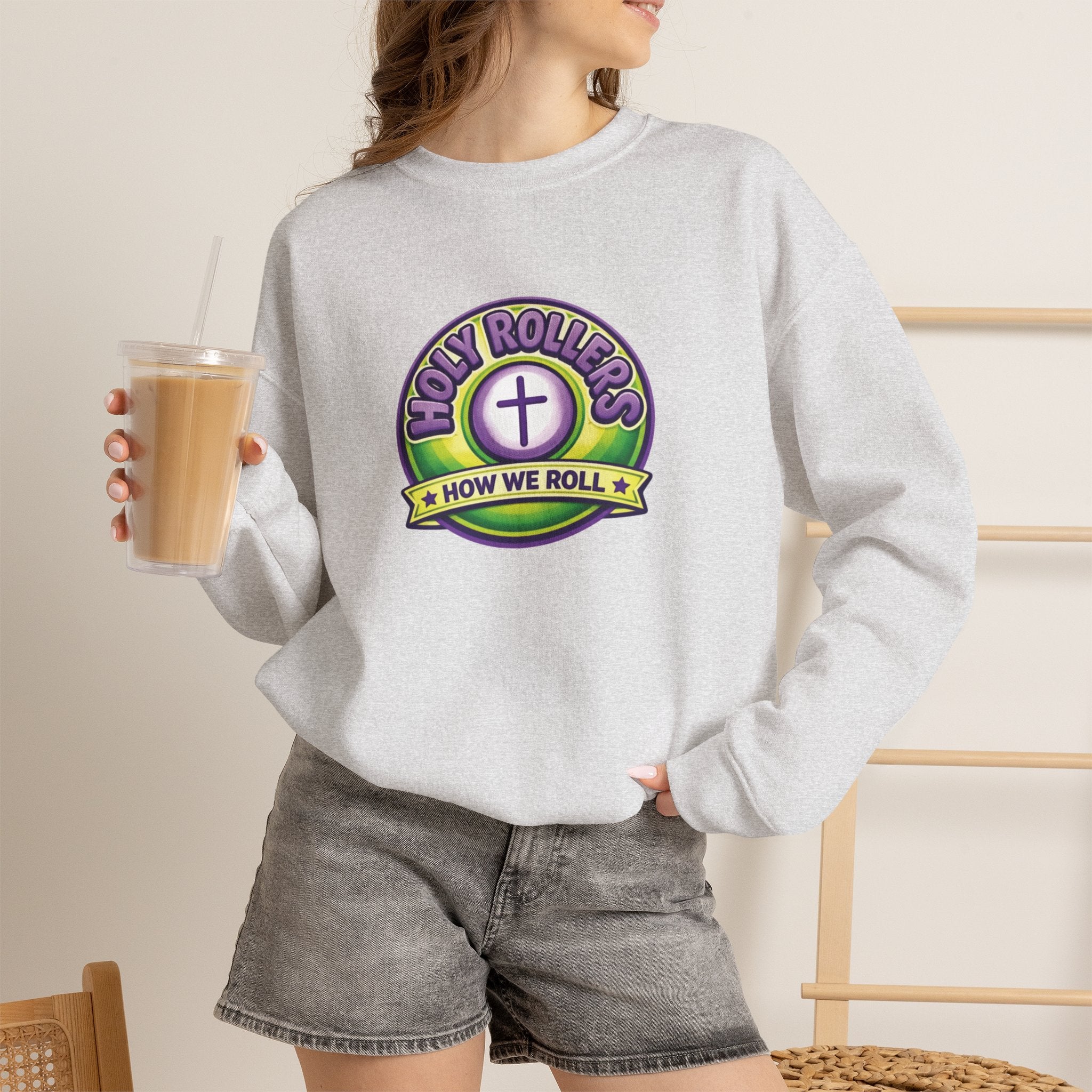 Holy Rollers Christian apparel: Holy Rollers How We Roll sweatshirt | Christian faith crewneck