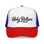 Holy Rollers Foam Trucker Hat | Script Logo, Black & White Mesh