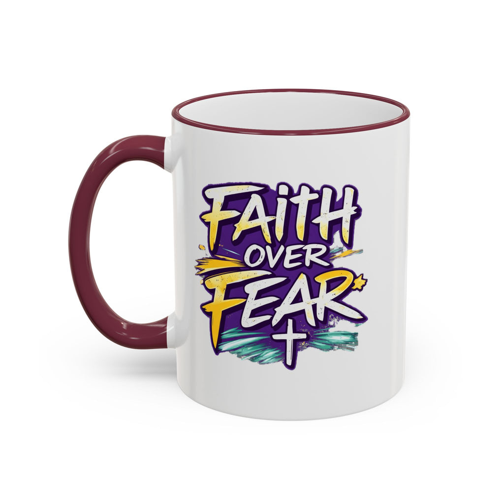 Holy Rollers Christian apparel thumbnail: Holy Roller "Faith Over Fear" Logo Mug | Accent Rim & Handle